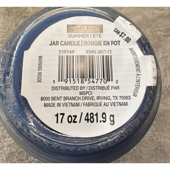 Ashland Jar Candle Coconut Sea Salt 17 Oz Scented Candle In Glass Jar Lid Purple - Picture 5 of 6